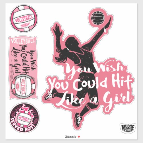 Pink Hit Like a Girl Volleyball Sticker