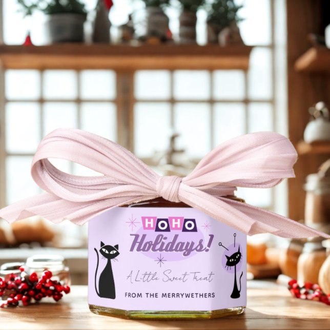 Pink Ho Ho Holidays Midcentury Modern Christmas  Honey Jar Favors (A Little Sweet Treat Christmas Favor)