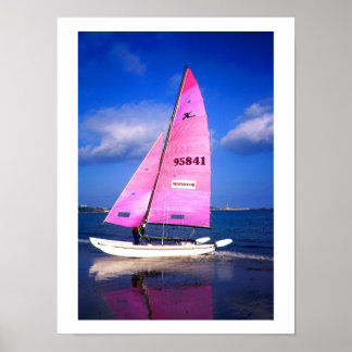 Pink Hobie boat reflection Poster
