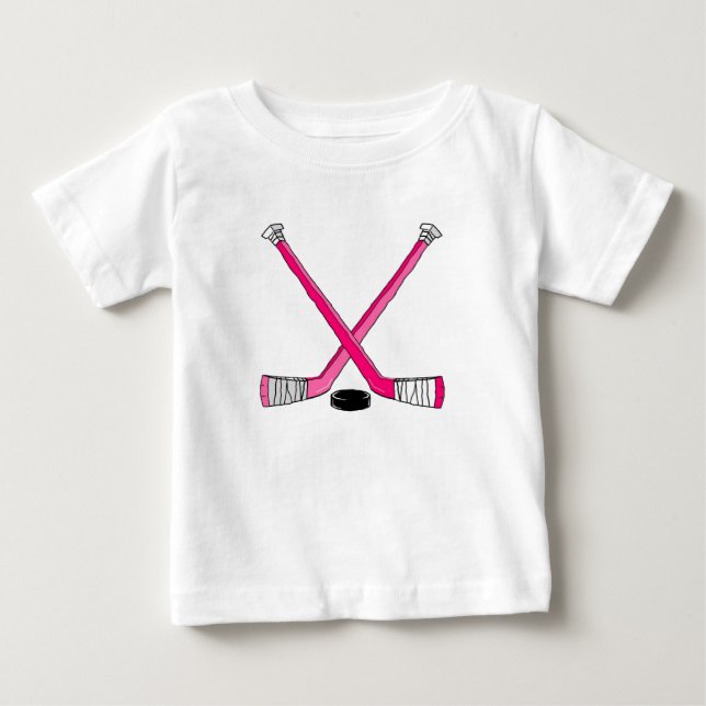 Pink Hockey Baby T-Shirt (Front)