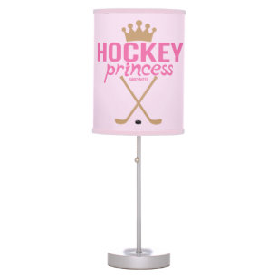 Pink Hockey Princess with Hockey Sticks Table Lamp