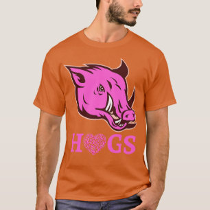 Pink Hogs Razorback Head with pink ribbons T-Shirt