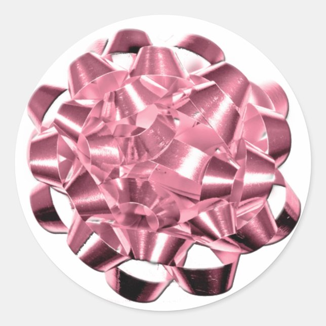 Pink Holiday Bow Christmas Season Cards Stickers (Front)
