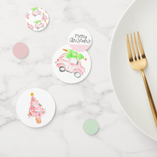 Pink holiday christmas car table confetti (Group)