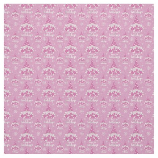 Pink Holiday Gnome Enjoy the Season Fabric