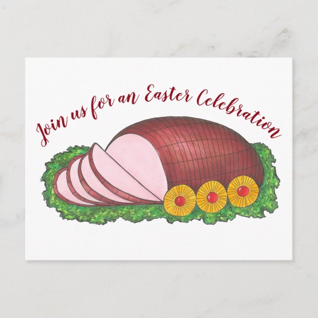 Pink Holiday Ham Christmas Easter Dinner Party Postcard (Front)