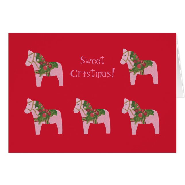 Pink Holiday Horse Cards (Front Horizontal)
