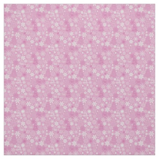 Pink Holiday Snowflake and Santa Joy Fabric