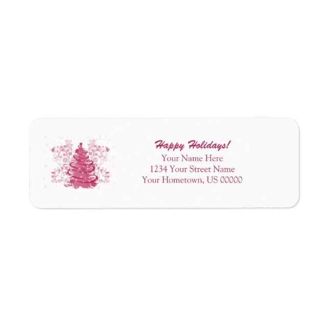 Pink Holiday Tree Return Labels (Front)