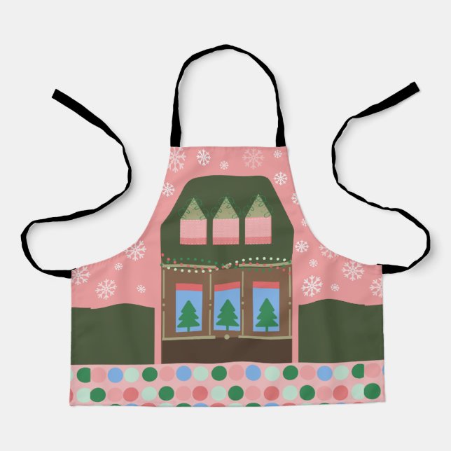 Pink Holiday Village Apron (Front)