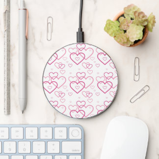 Pink Hollow Heart Shapes Pattern Wireless Charger