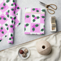 Checkered Pattern Blush Pink and Hunter Green Wrapping Paper, Zazzle in  2023