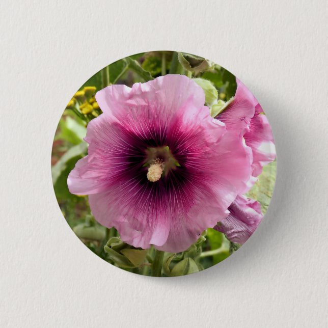 PINK HOLLYHOCK FLOWER BUTTON (Front)