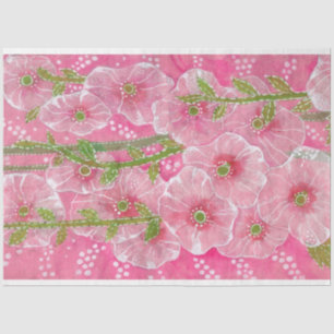 Pink Hollyhock Mallow Malva Flower Floral Painting Tissue Paper