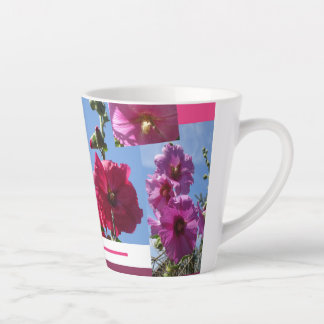 Pink Hollyhocks Design Latte Mug