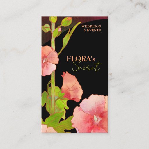 Customizable Pink Hollyhocks Elegant Florist Business Cards