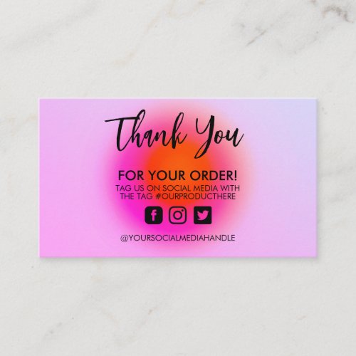 Pink Holo Abstract Aura Thank You Business Card