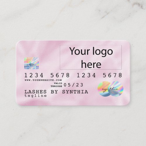 Pink Holograph Unicorn Credit Card add your logo