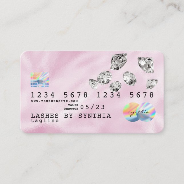 Pink Holograph Unicorn Credit Card diamonds (Front)
