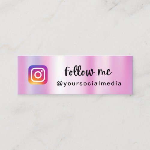 Pink Holographic Follow Instagram Social QR Code Mini Business Card