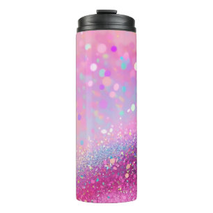 Pink Holographic Glitter Thermal Tumbler 12oz