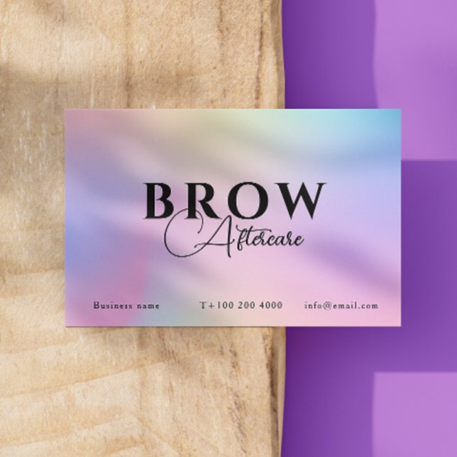 Pink Holographic Iridescent After Care Instruction Business Card (Pink Holographic Iridescent After Care Instruction Business Card)