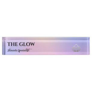 Pink Holographic Iridescent Esthetician Desk Name Plate