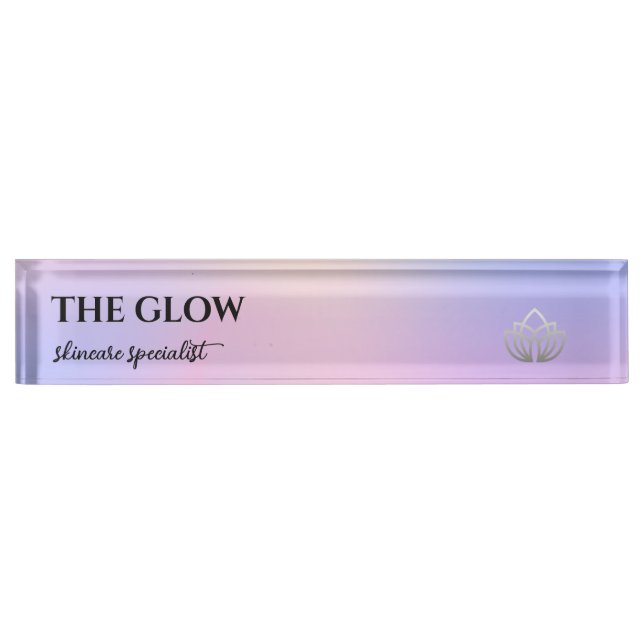 Pink Holographic Iridescent Esthetician   Desk Name Plate (Front)
