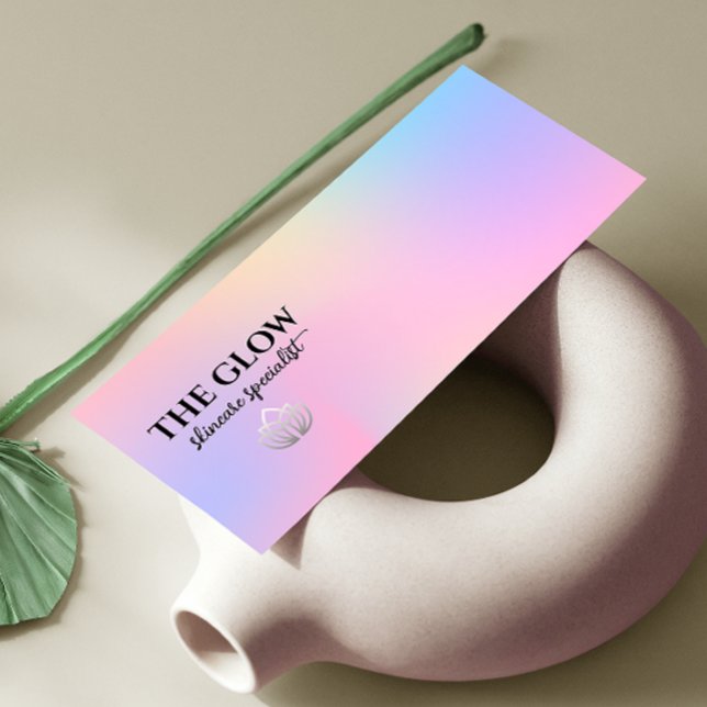 Pink Holographic Iridescent Esthetician   Mini Business Card (Pink Holographic Iridescent Esthetician Mini Business Card)