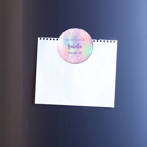 Pink holographic name Sweet 16 Magnet