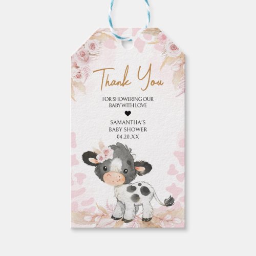 Pink Holy Cow Baby Shower Favor Tags