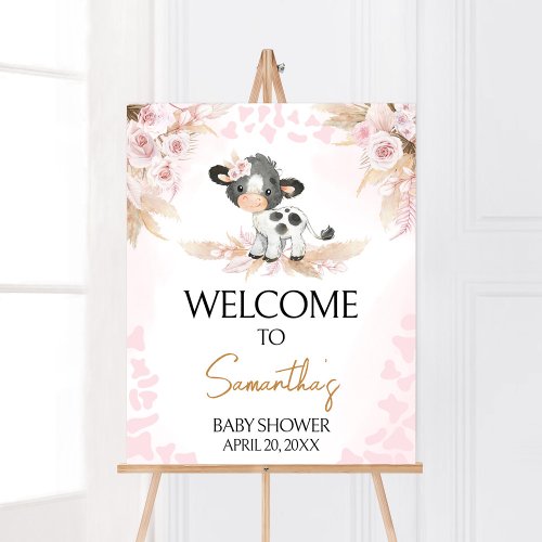 Pink Holy Cow Baby Shower Welcome Poster