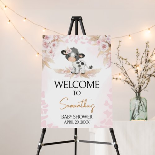 Pink Holy Cow Baby Shower Welcome Sign