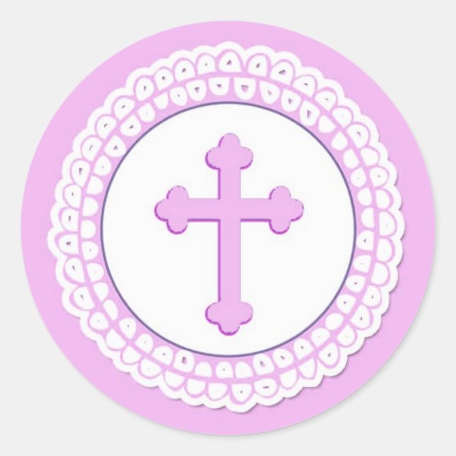 Pink Holy Cross Sticker (Front)