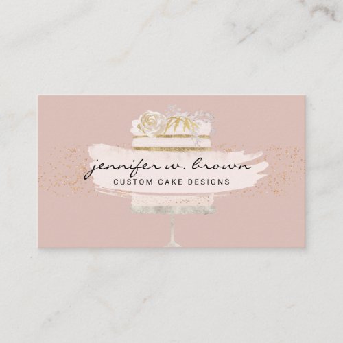 Pink home bakery decoration wedding cake creation business card