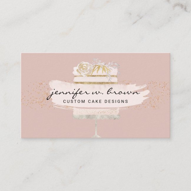 Pink home bakery decoration wedding cake creation business card