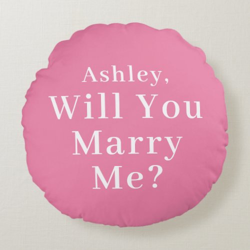 Pink Home Proposal Surprise Will You Marry Me Round Pillow