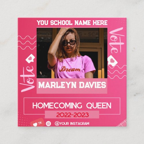 Pink Homecoming Queen Campaign Flyer Enclosure Card
