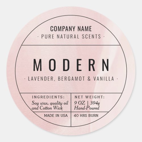 Pink Homemade Candle Product Label Stickers