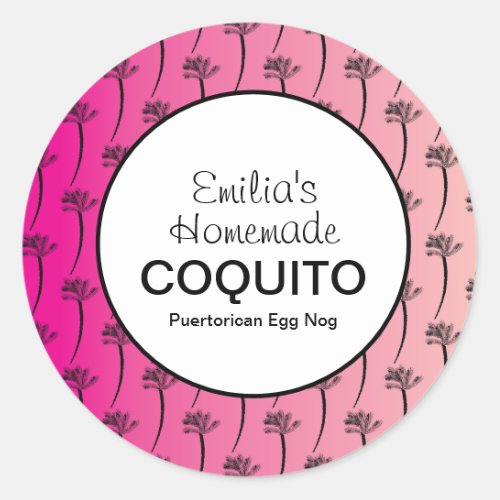 Pink Homemade Coquito Recipe Drink Tropical Classic Round Sticker