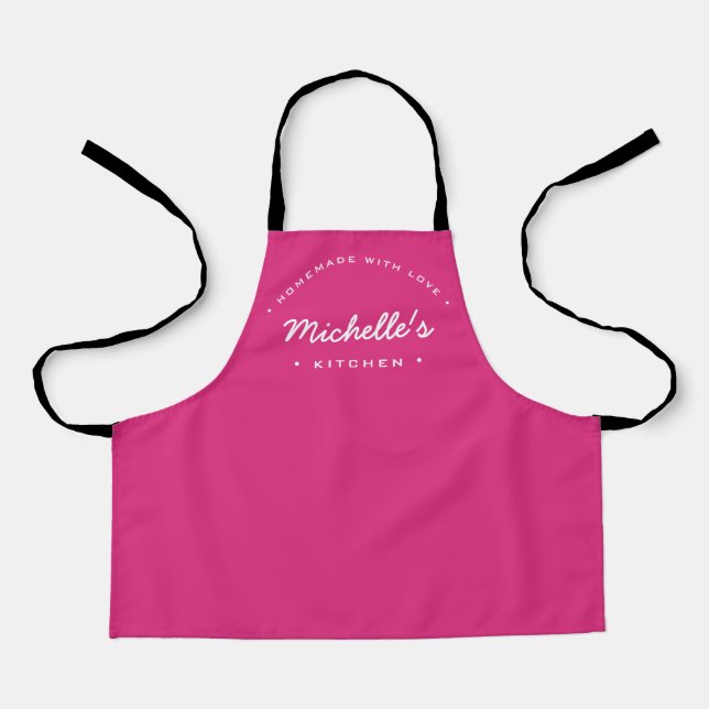 Pink Homemade with Love Custom Kitchen Apron (Front)