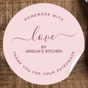 Pink Homemade with love thank you Sticker