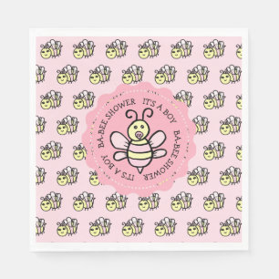 Pink Honey Bee Girl's Baby Shower Napkins
