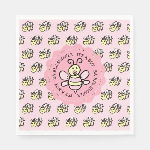Pink Honey Bee Girls Baby Shower Napkins