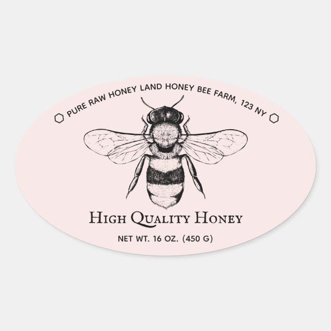 Pink Honey Jar Boho Beekeeper Oval Sticker