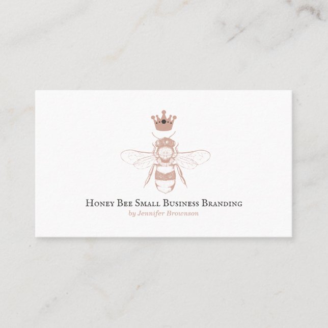 Pink Honeycomb Crown Queen Bee Business Card (Front)