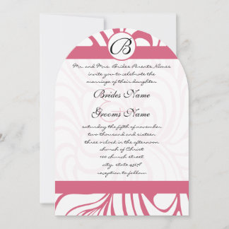 Pink Honeysuckle Funky Swirls Wedding Invites