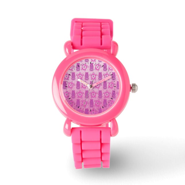 Pink Honu And Tiki Mask Watch (Front)