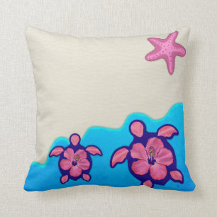 Pink Honu Turtles Throw Pillow