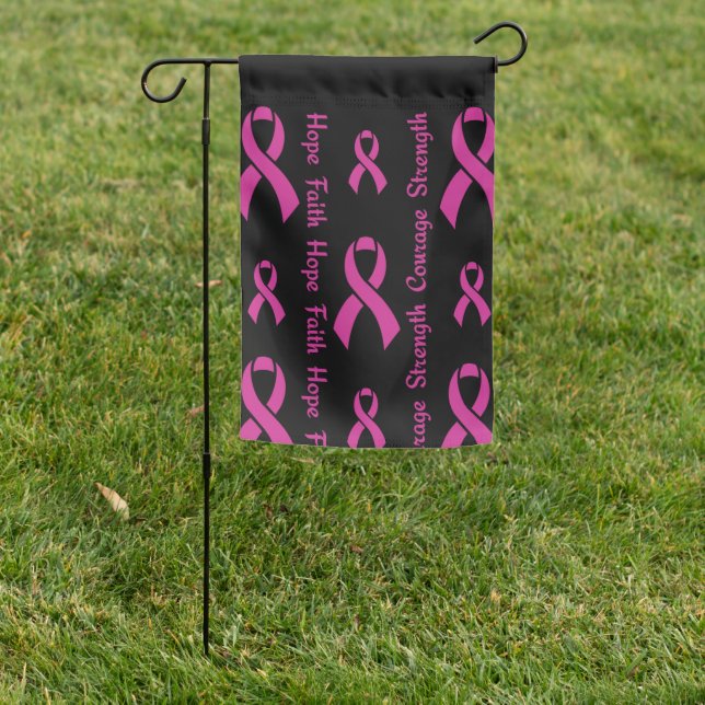 Pink Hope Faith Strength Courage...Breast Cancer Garden Flag (In SItu)